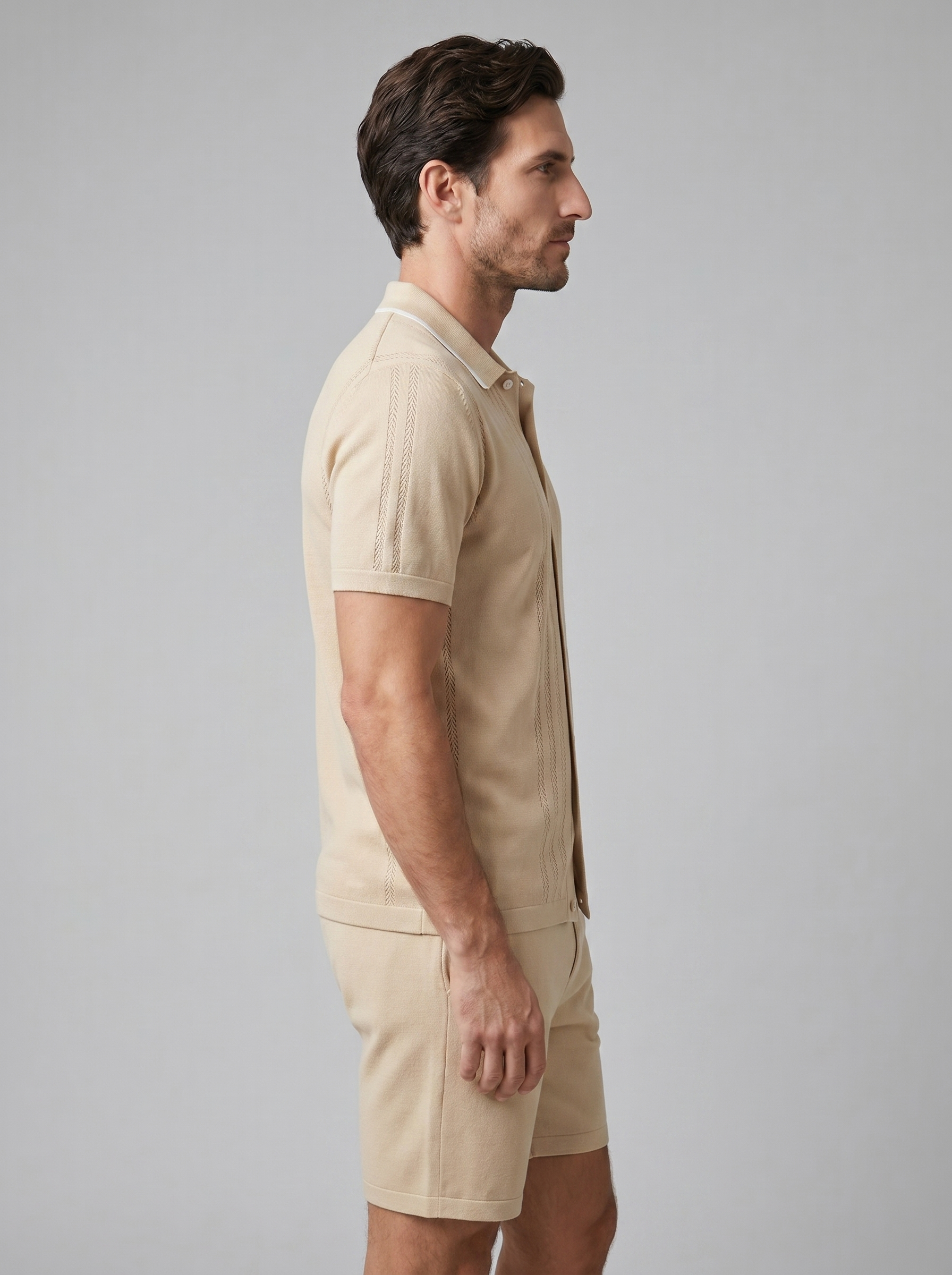 Conjunto de punto de dos piezas para hombre con cintura elástica casual