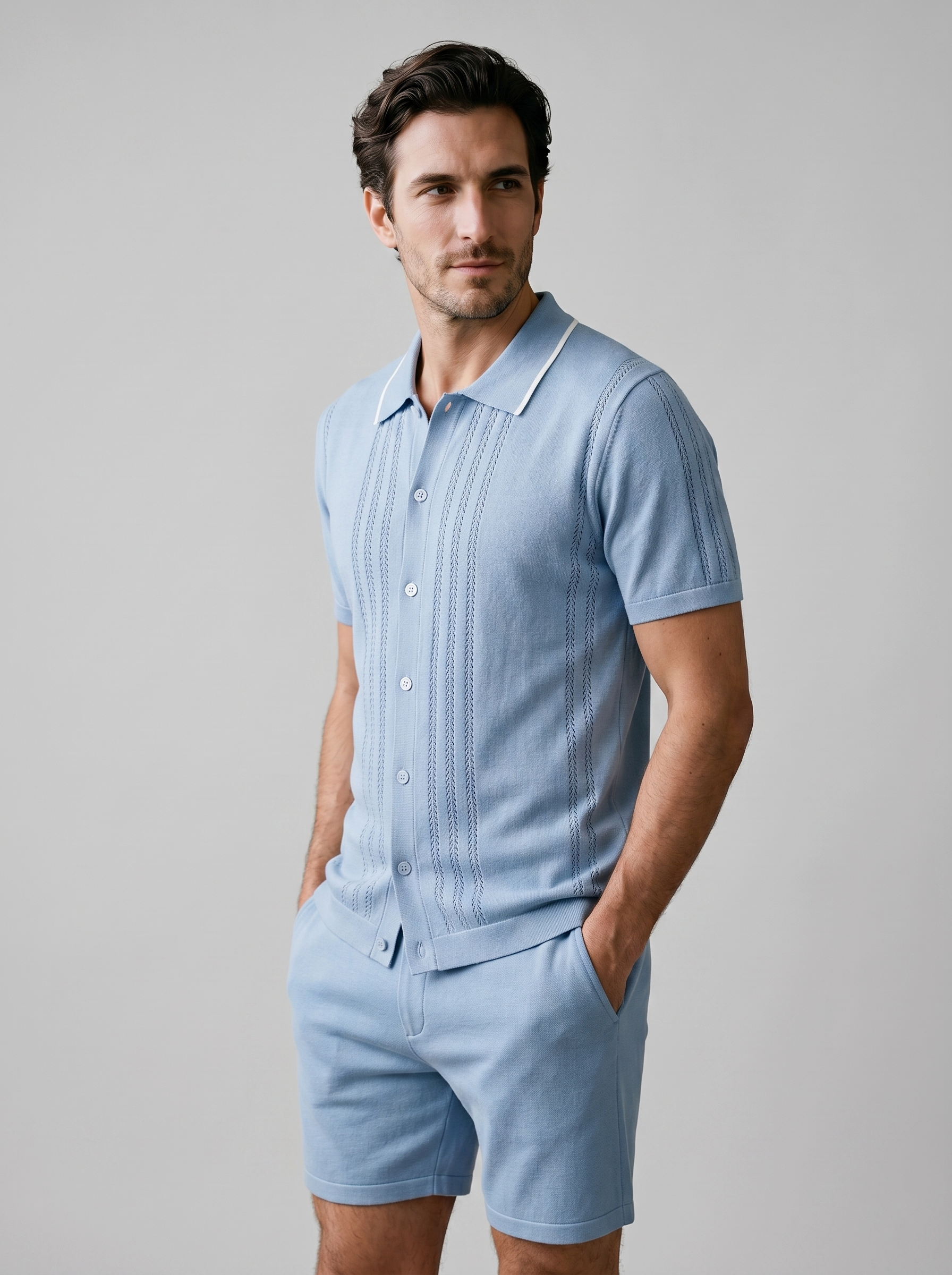 Conjunto Malha Dois Peças Homem Cintura Elástica Casual