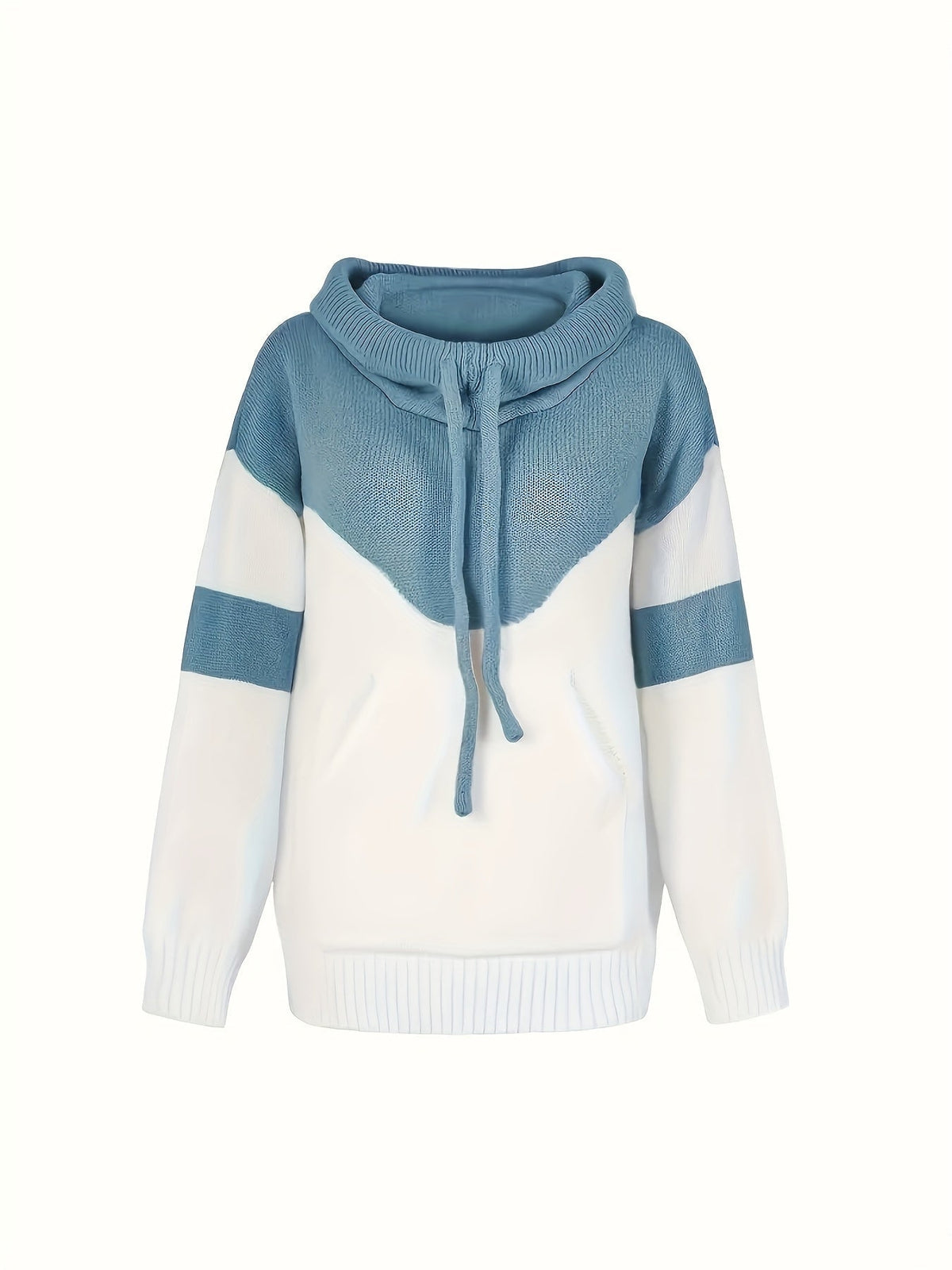 Knusse Gebreide Hoodie met Colorblock en Koordkap voor Dames