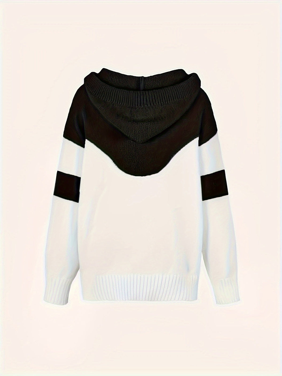 Knusse Gebreide Hoodie met Colorblock en Koordkap voor Dames