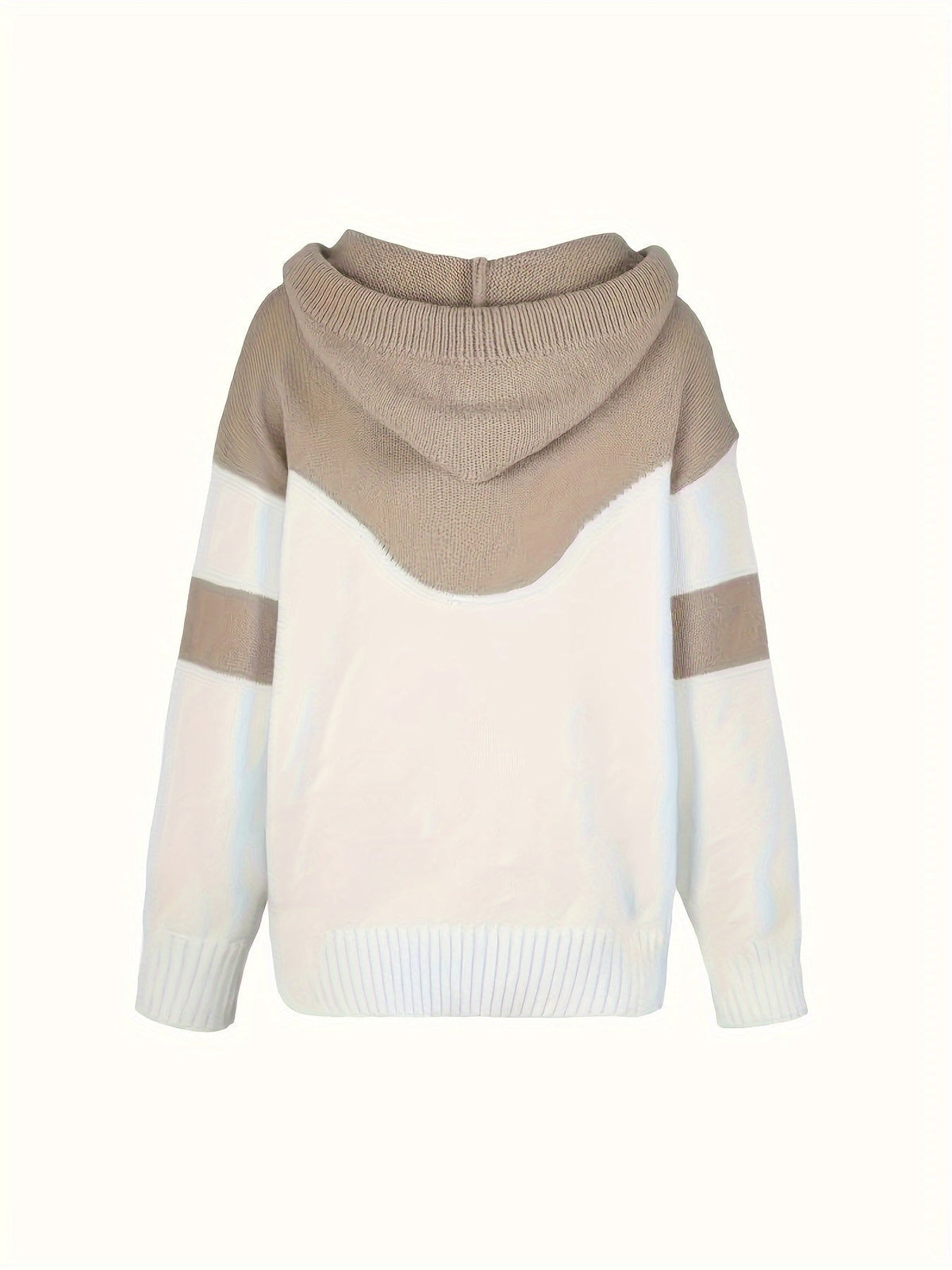 Knusse Gebreide Hoodie met Colorblock en Koordkap voor Dames