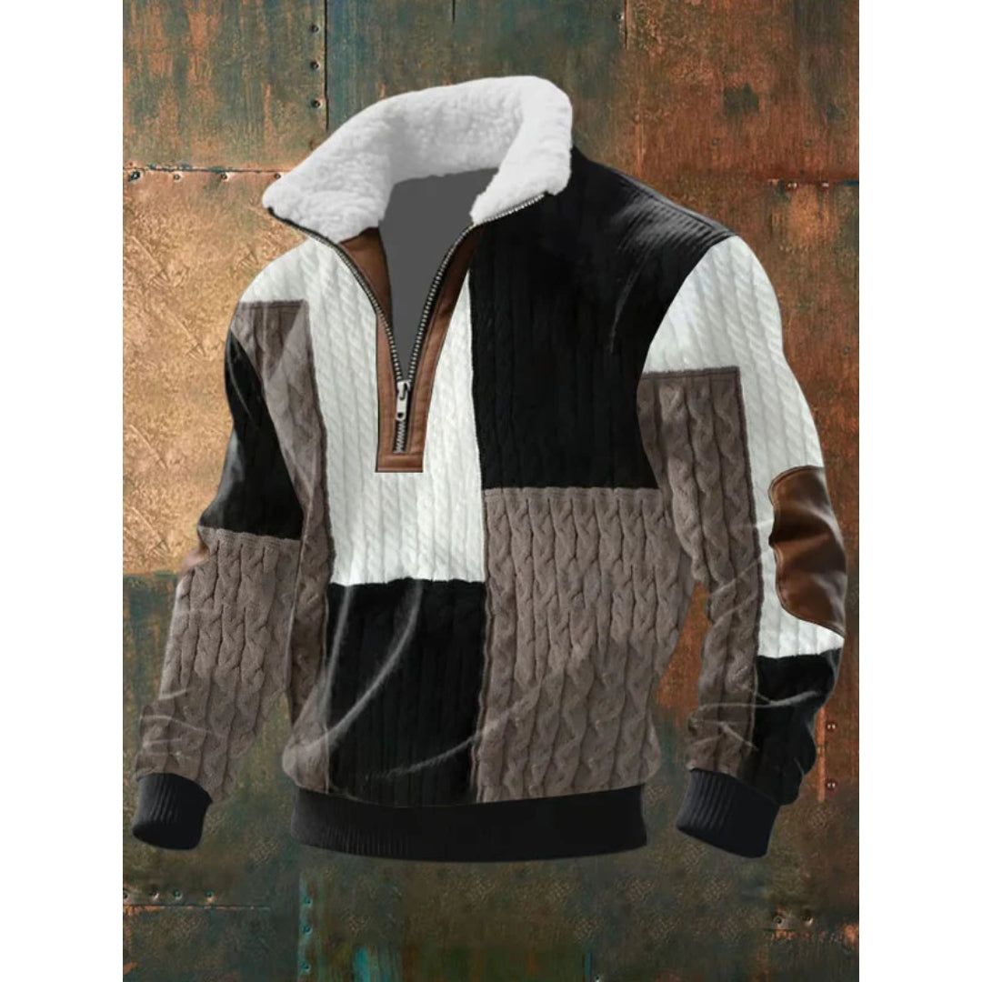 Knusse Heren Half-zip Trui met Teddykraag en Kabelpatroon