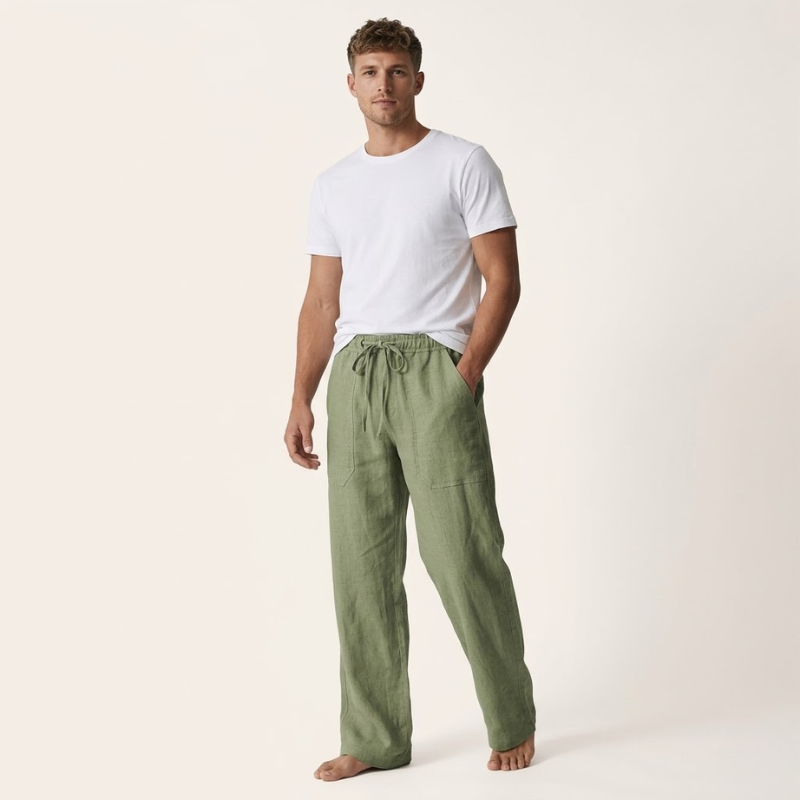 Men's Linen Pants Straight Fit Elegant Summer