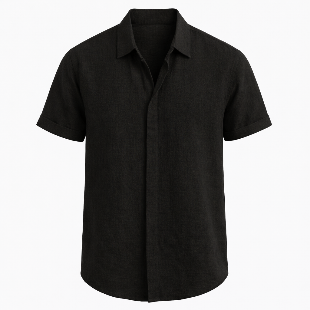 Camisa de lino para hombre clásica de manga larga casual verano