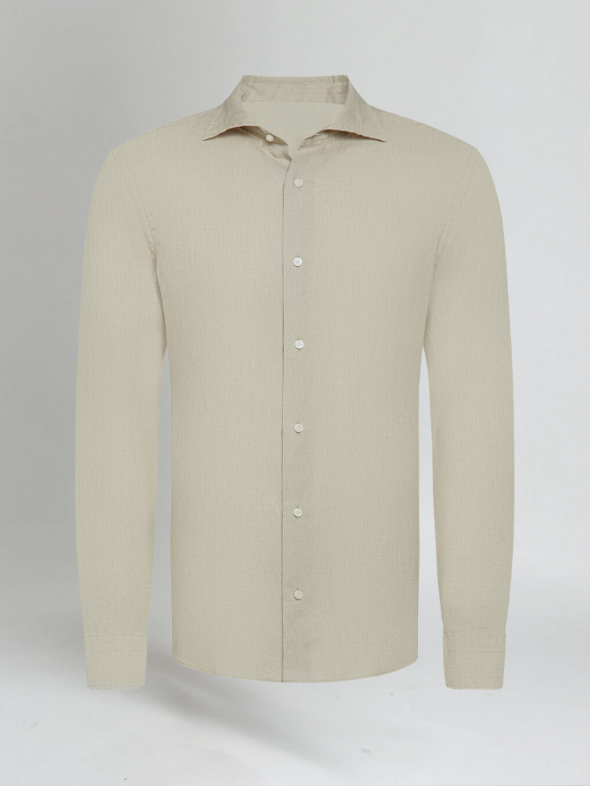 Men's Linen Shirt Long Sleeves Slim Fit Casual