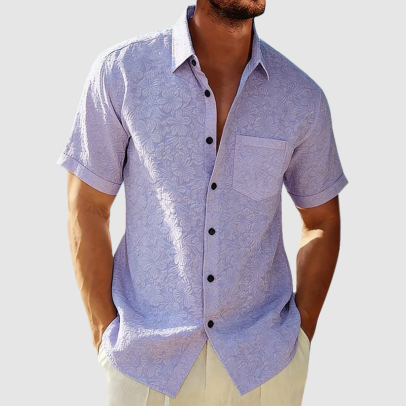 Pánská lněná košile Regular Fit s krátkými rukávy a náprsní kapsou, casual styl