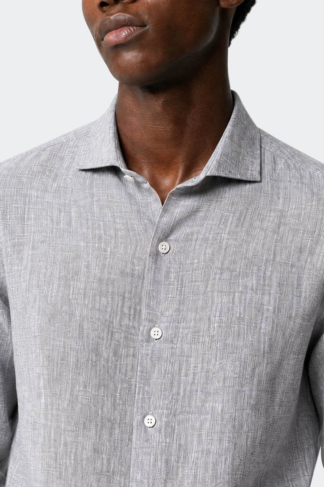 Linned skjorte til herrer, relaxed fit, spread krave
