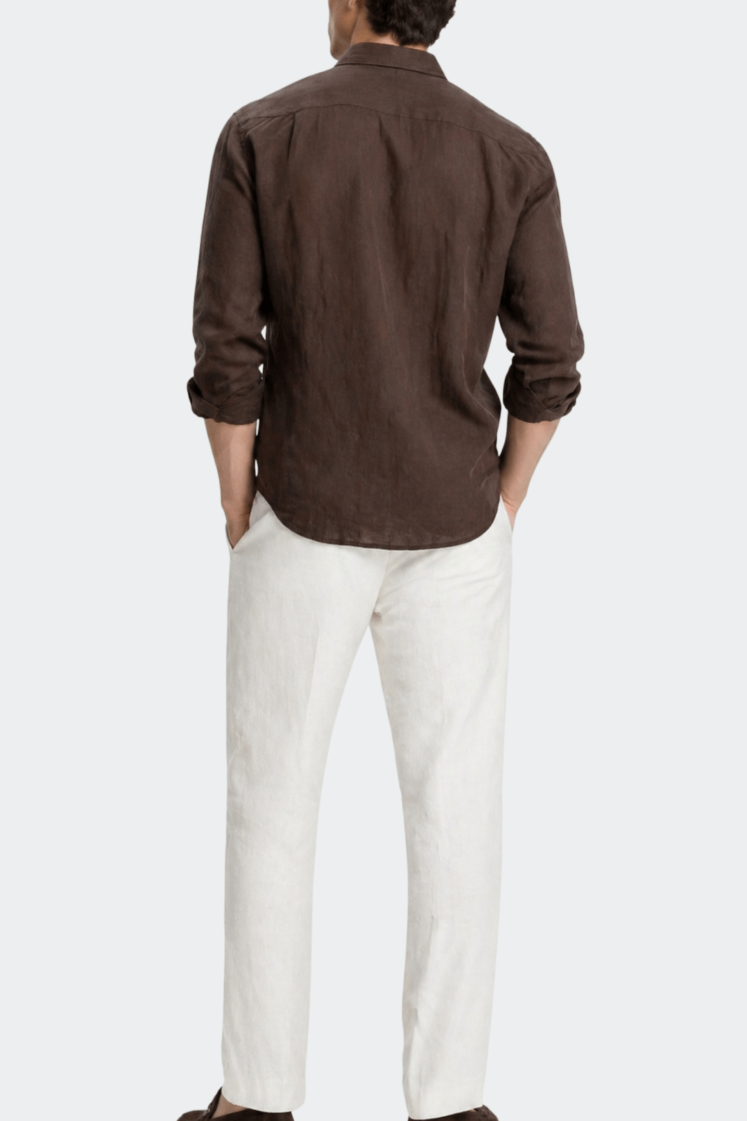 Linned skjorte til herrer, relaxed fit, spread krave