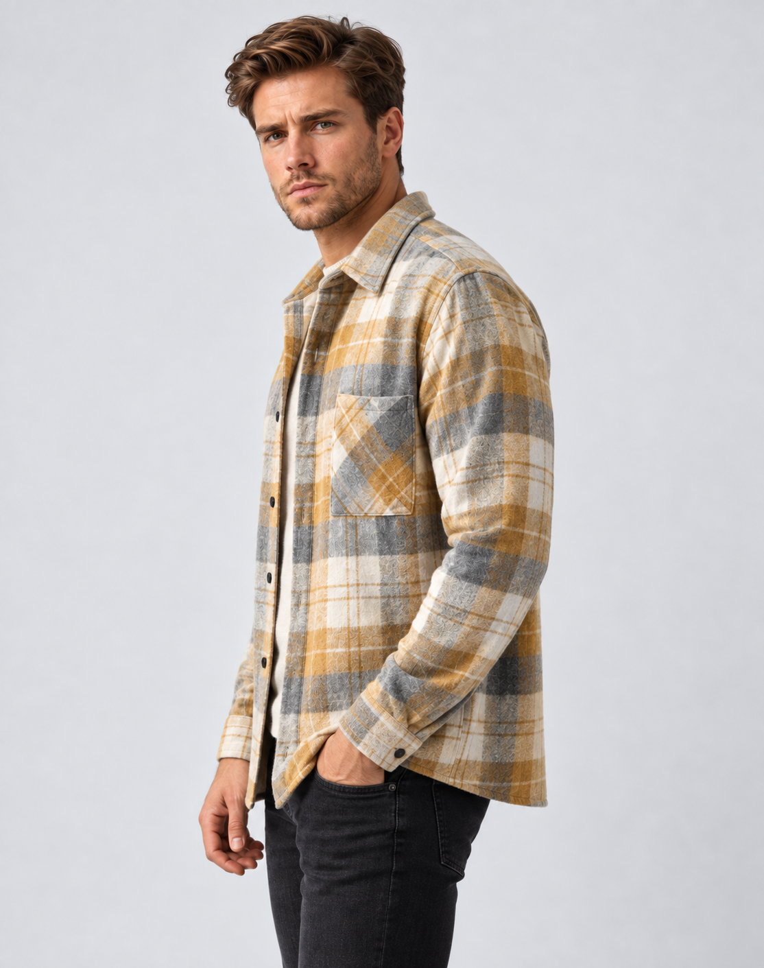 Geruit overshirt til mænd, regular fit, perfekt til lag-på-lag om efteråret