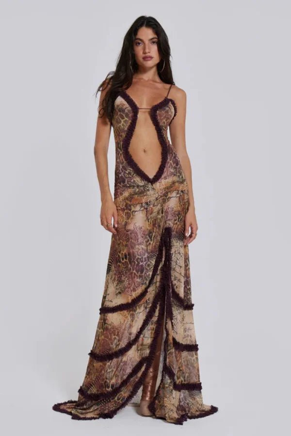 Vestido Maxi Mujer Mangas Largas Malla Casual