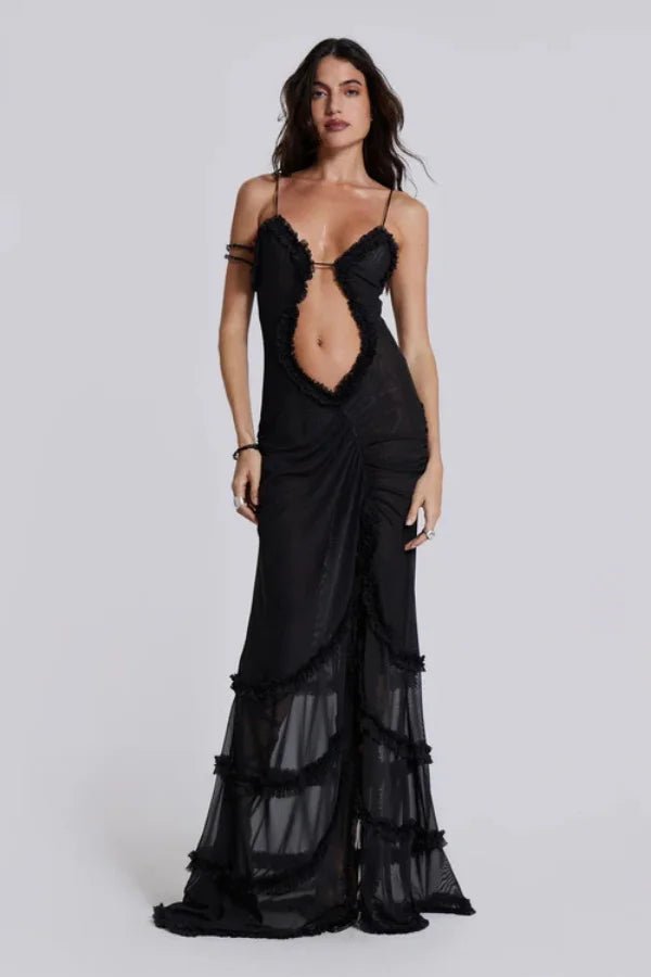 Maxi Kjole Dame Lange Ærmer Mesh Casual