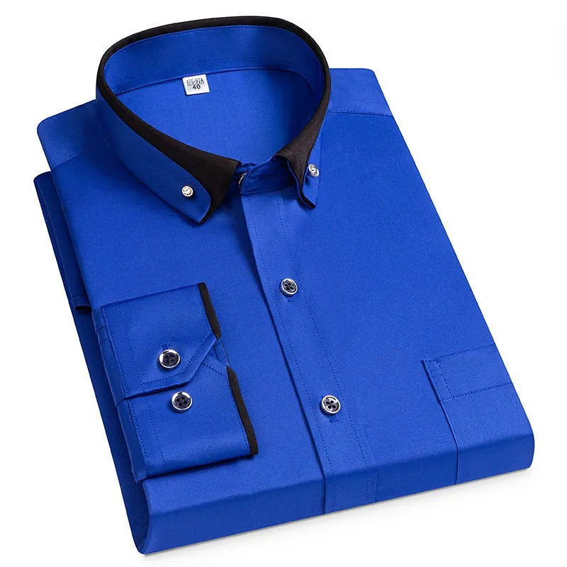Heren Overhemd Met Contrastkraag En Slim Fit