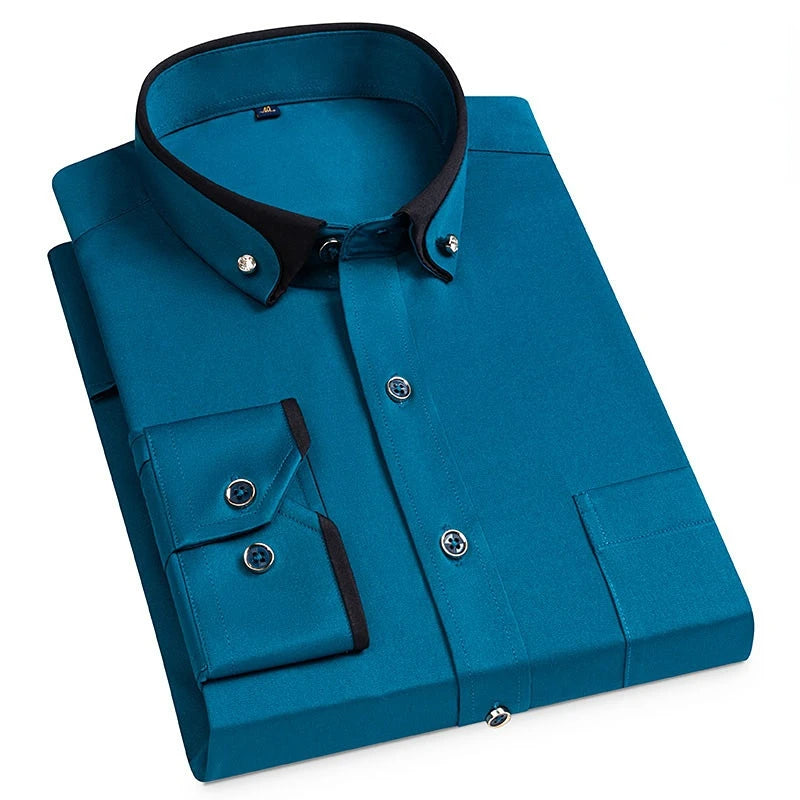Heren Overhemd Met Contrastkraag En Slim Fit
