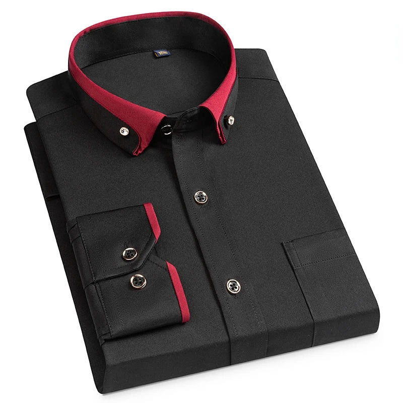 Heren Overhemd Met Contrastkraag En Slim Fit