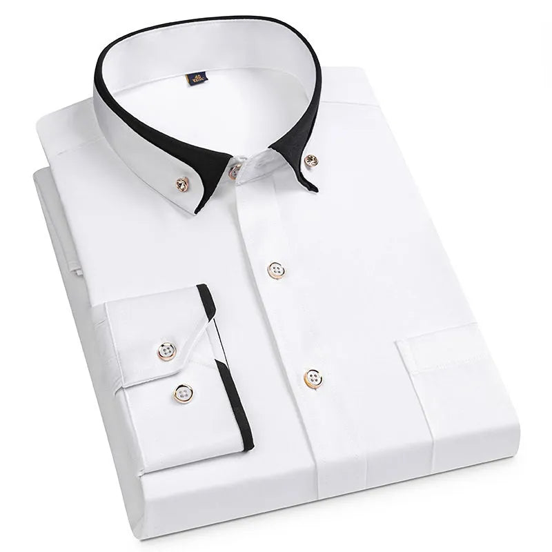 Heren Overhemd Met Contrastkraag En Slim Fit