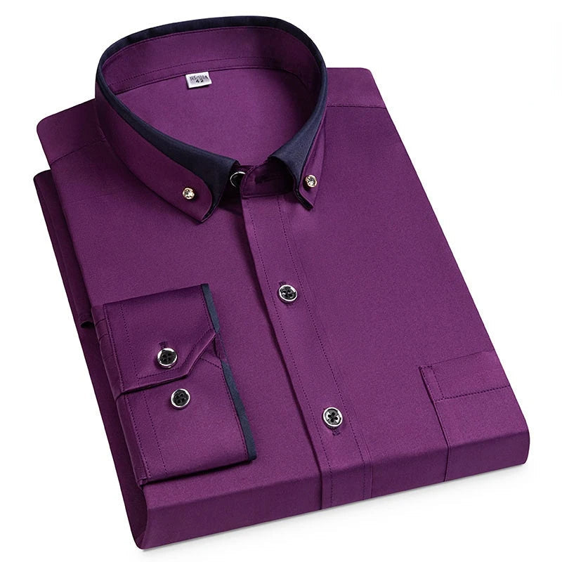 Heren Overhemd Met Contrastkraag En Slim Fit