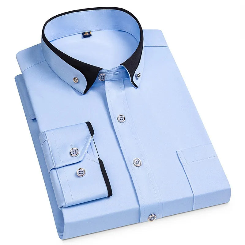 Heren Overhemd Met Contrastkraag En Slim Fit