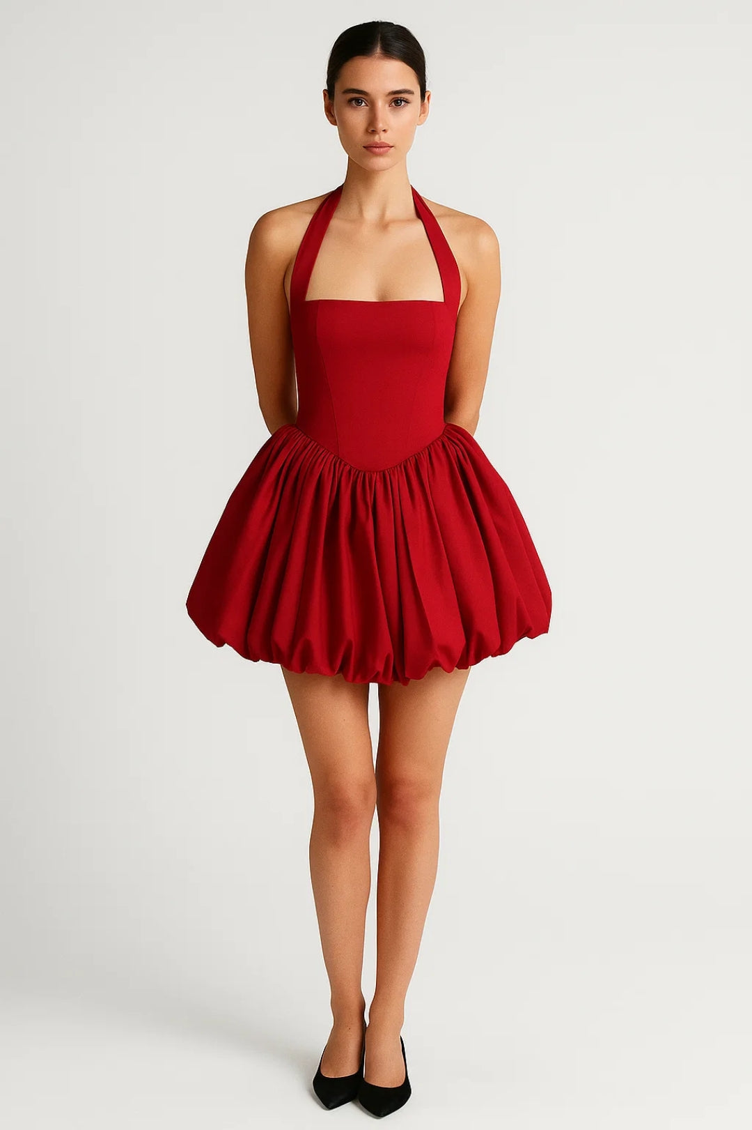 Mini Jurk Dames Halter Neck Volumineuze Rok Zomer