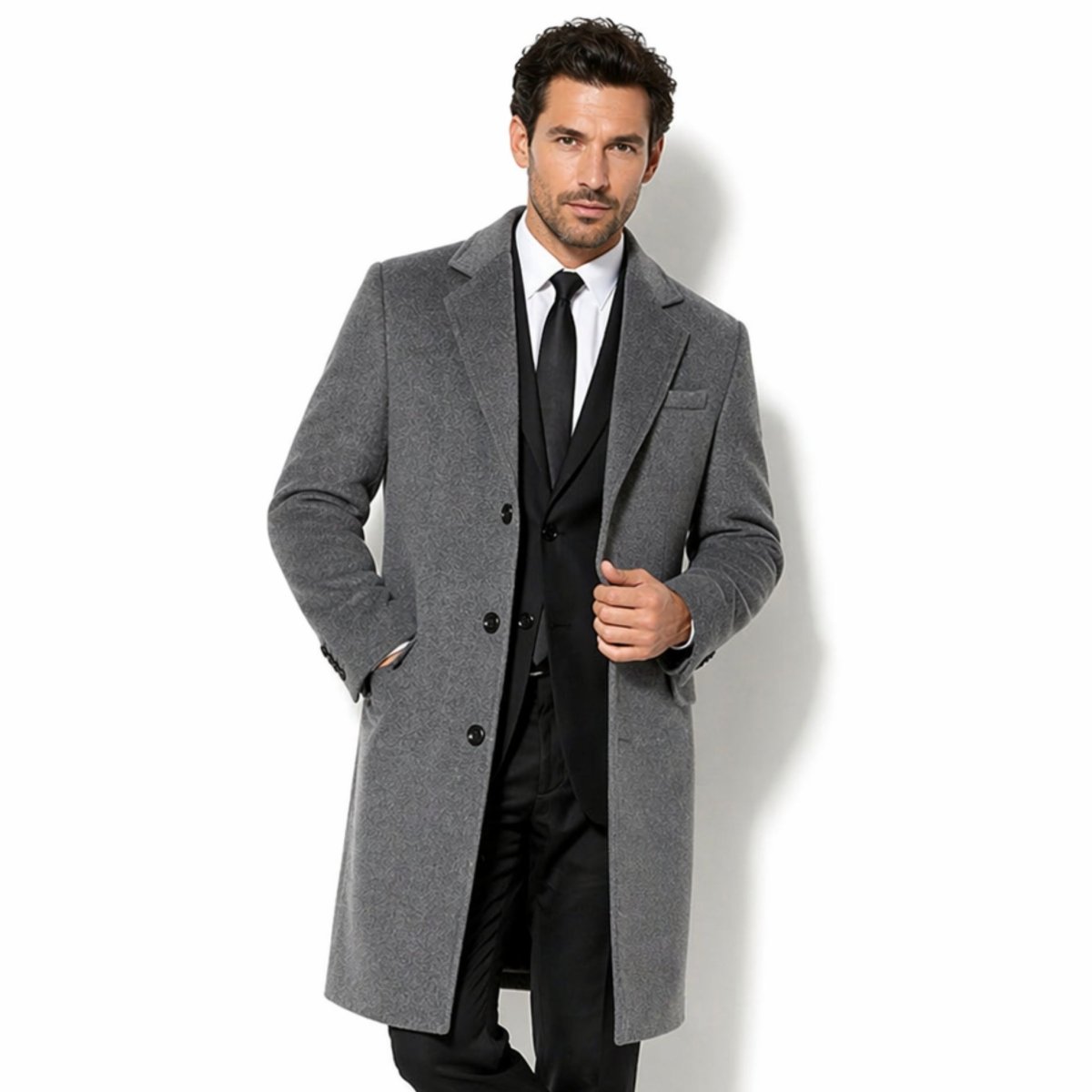Abrigo Hombre Invierno Formal Negro