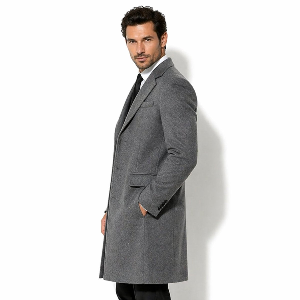 Abrigo Hombre Invierno Formal Negro