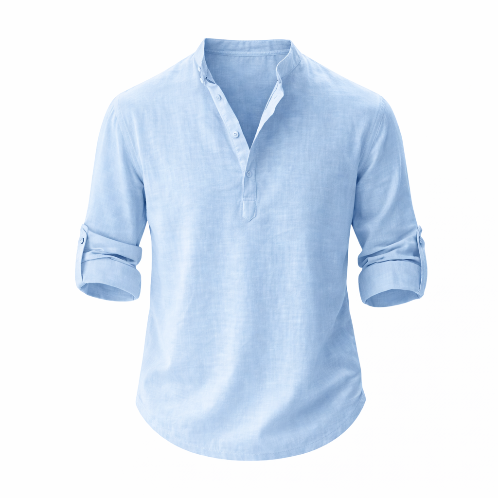 Camisa Homem Corte Relaxado Mangas Compridas Verão Casual