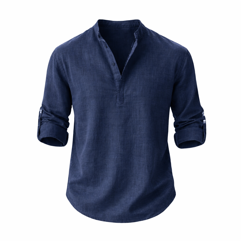 Camisa Homem Corte Relaxado Mangas Compridas Verão Casual