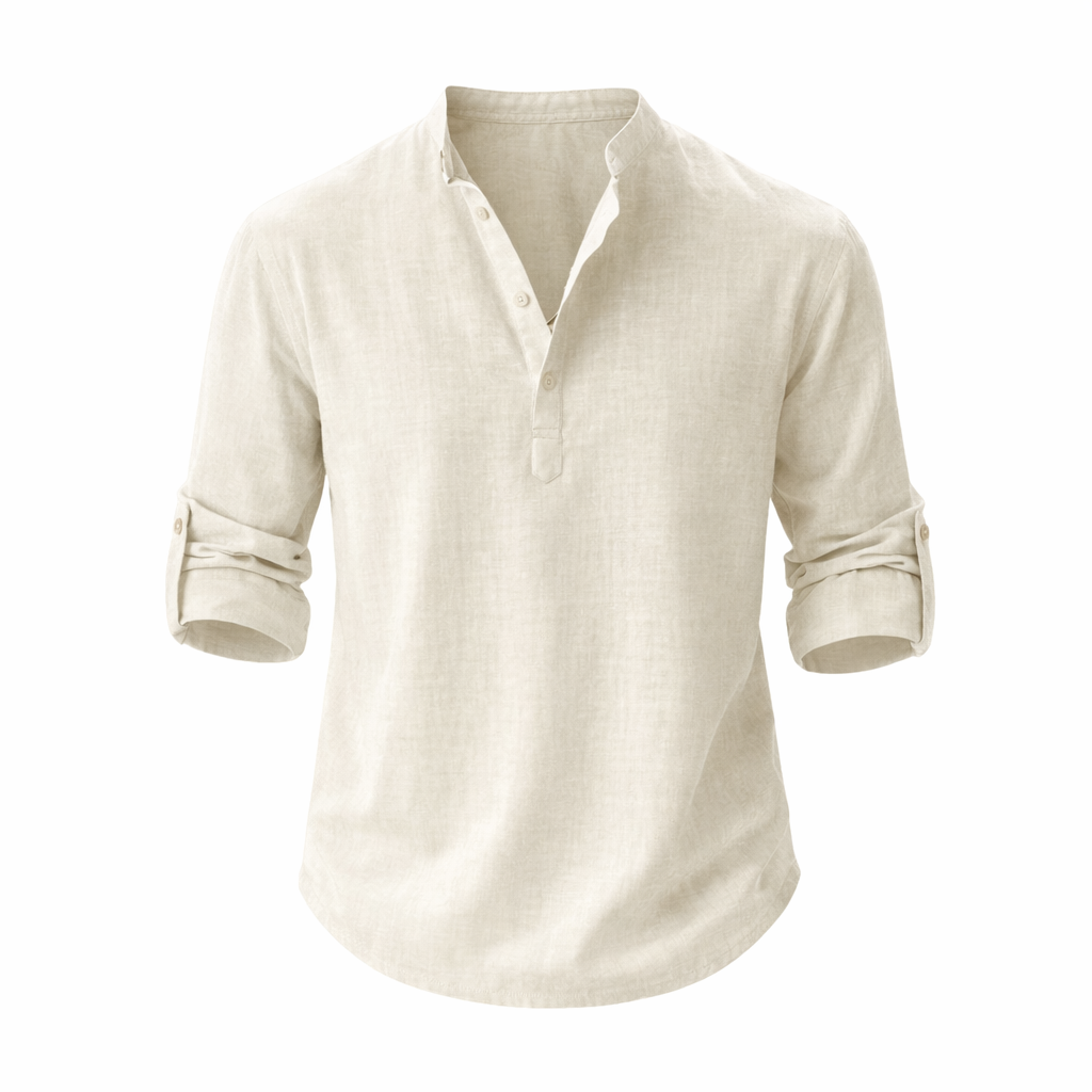 Camisa Homem Corte Relaxado Mangas Compridas Verão Casual