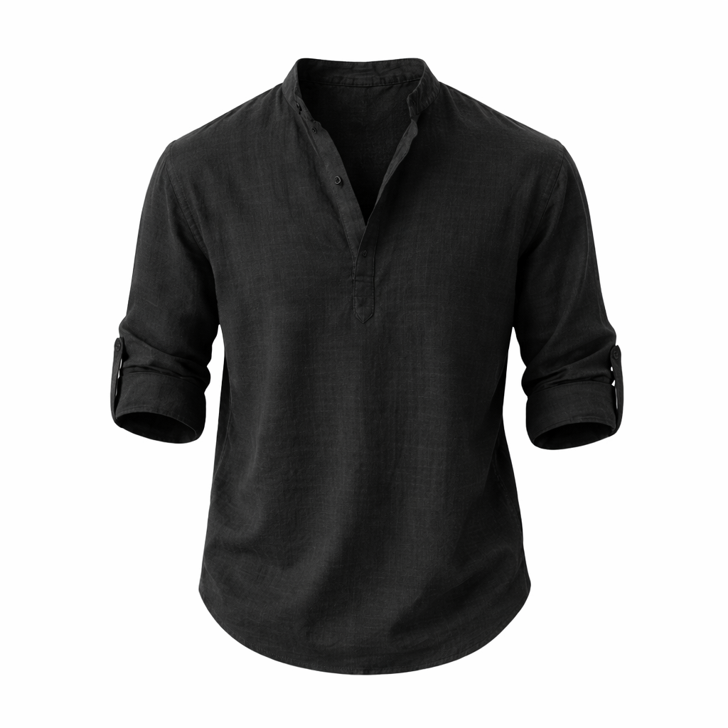 Camisa Homem Corte Relaxado Mangas Compridas Verão Casual