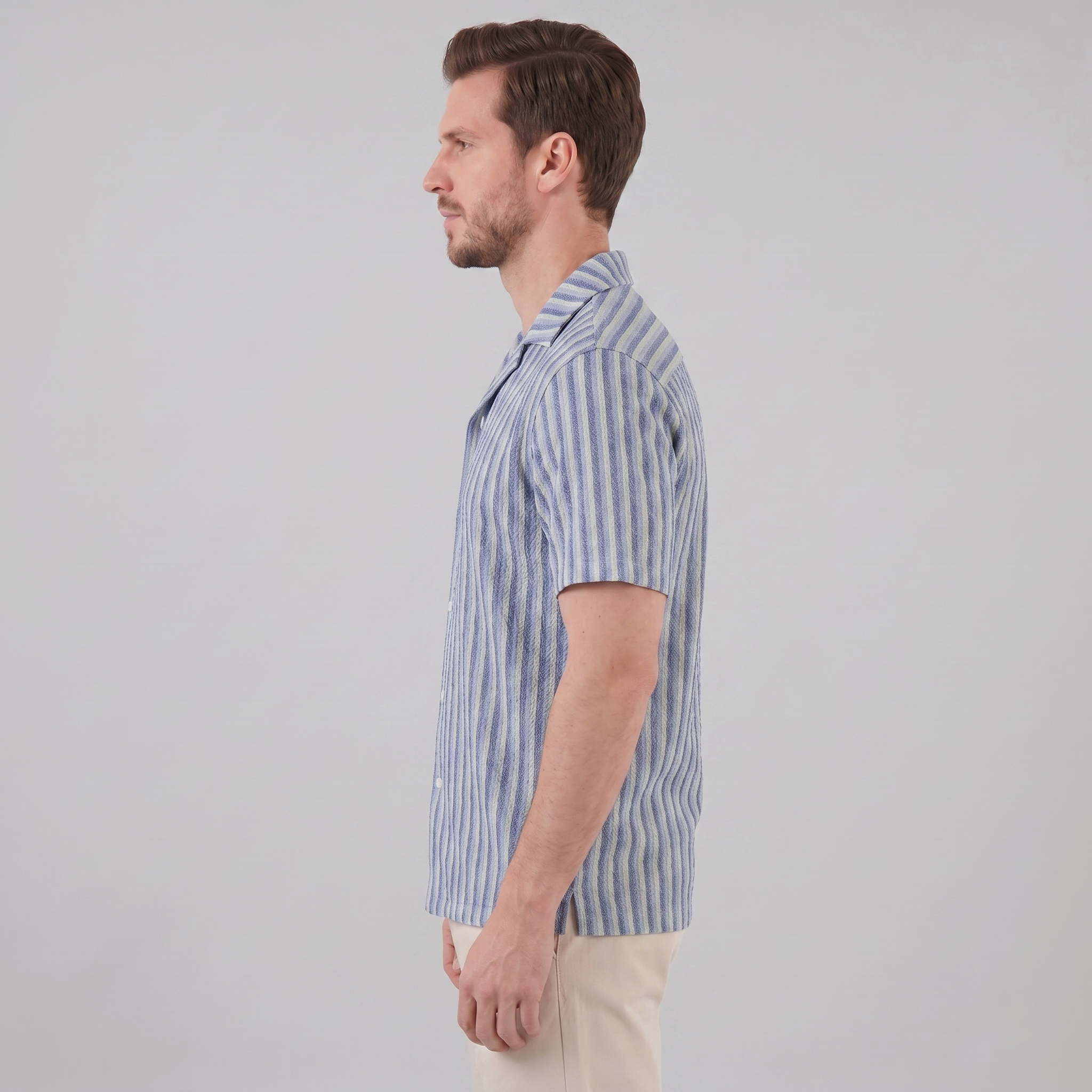 Skjorte Herre Vertikale Striber Resort Casual Sommer