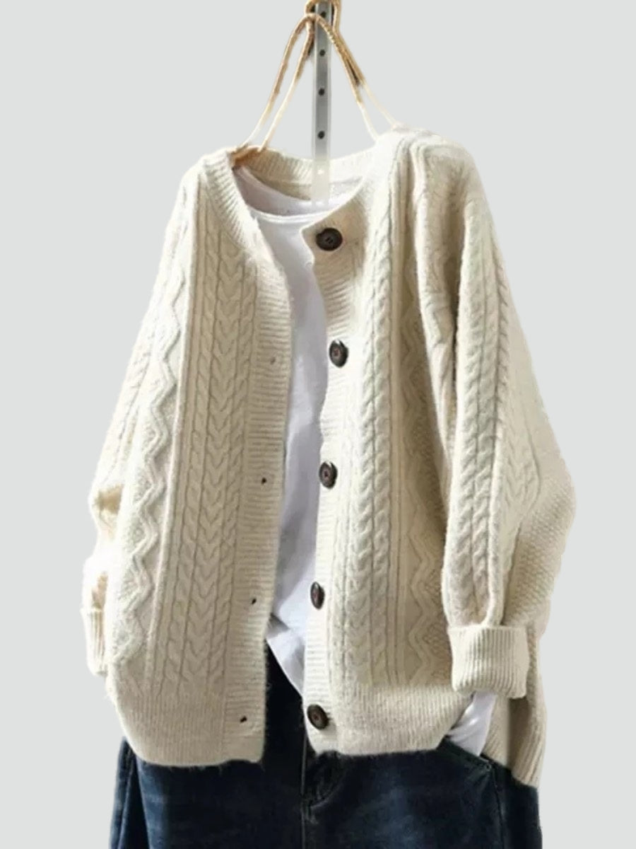 Victoria | Women's Oversized Cable-Knit Button-Down Cardigan Sweater 0