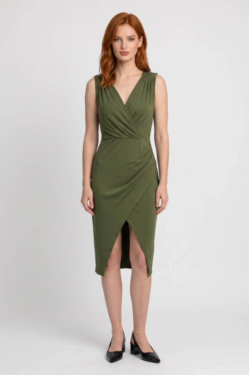 casual wrap dress for women Midi V Neck Split so you can enjoy Free People Rendezvous Mini Spanx - AirEssentials Crew Neck Dress - Very Black Color:TOMATO CREAM