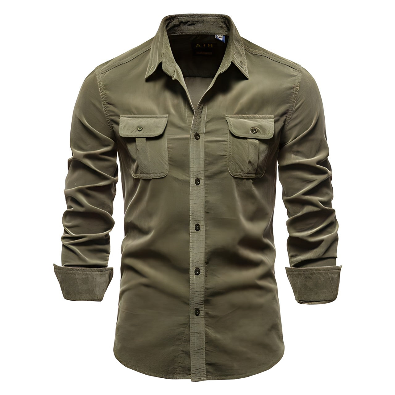 Camisa de homem com mangas compridas e bolsos no peito