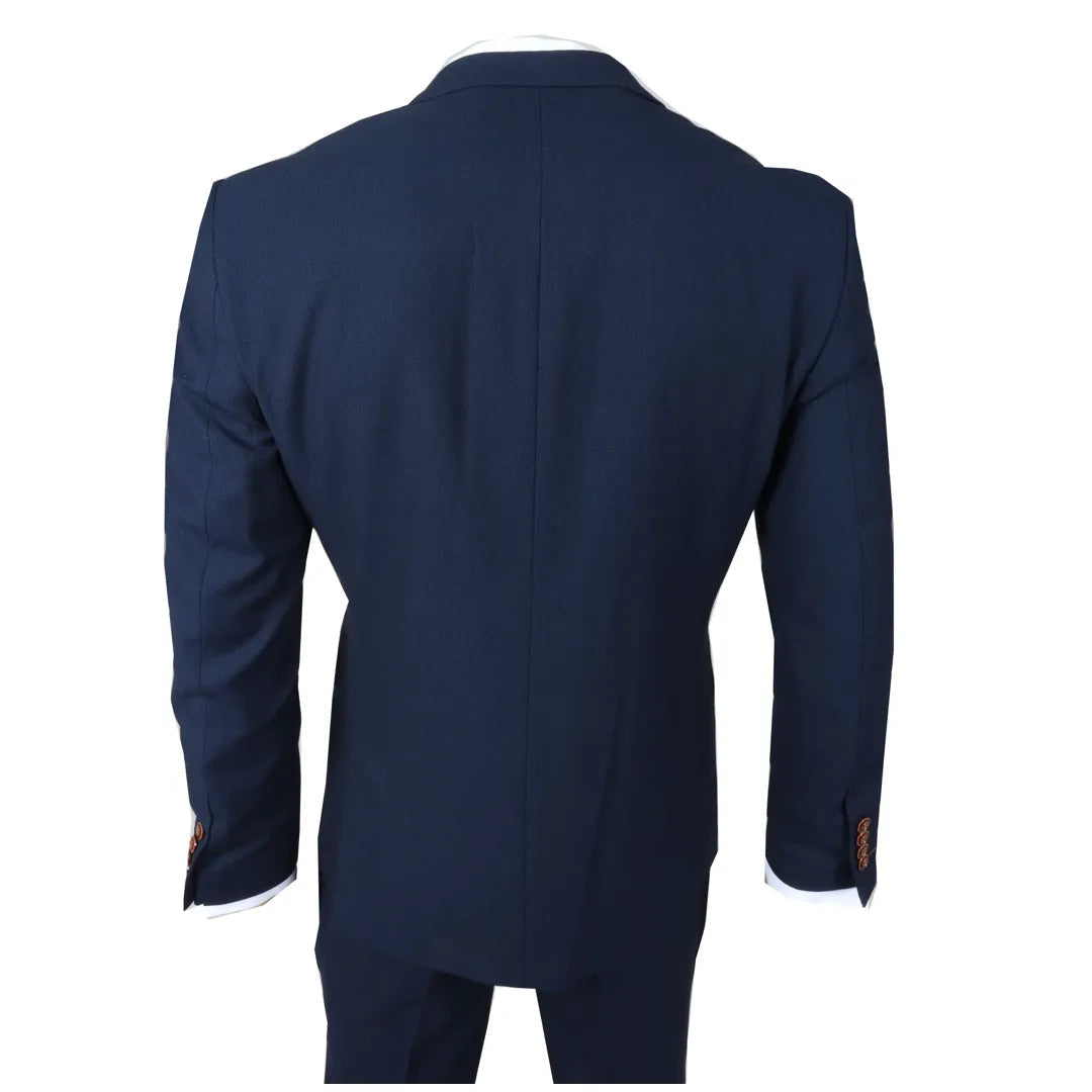Costume homme trois pièces bleu marine coupe ajustée formel