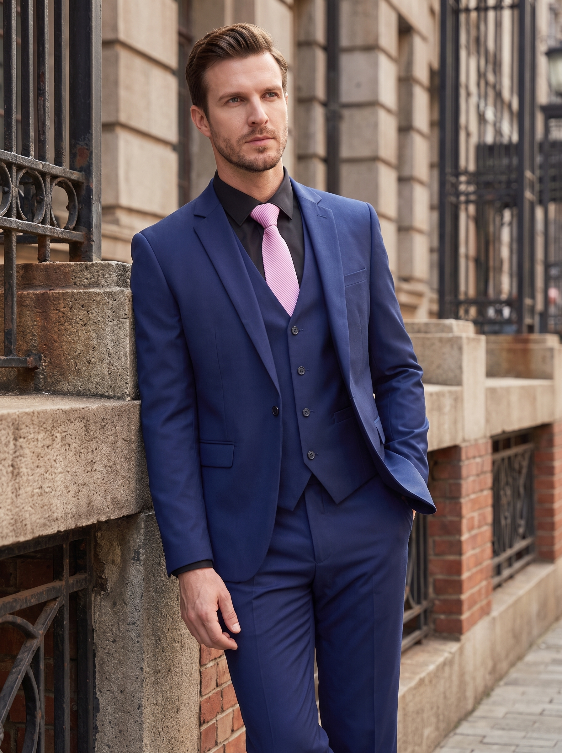 Pak Heren Slim Fit Formális Kétrészes Öltöny