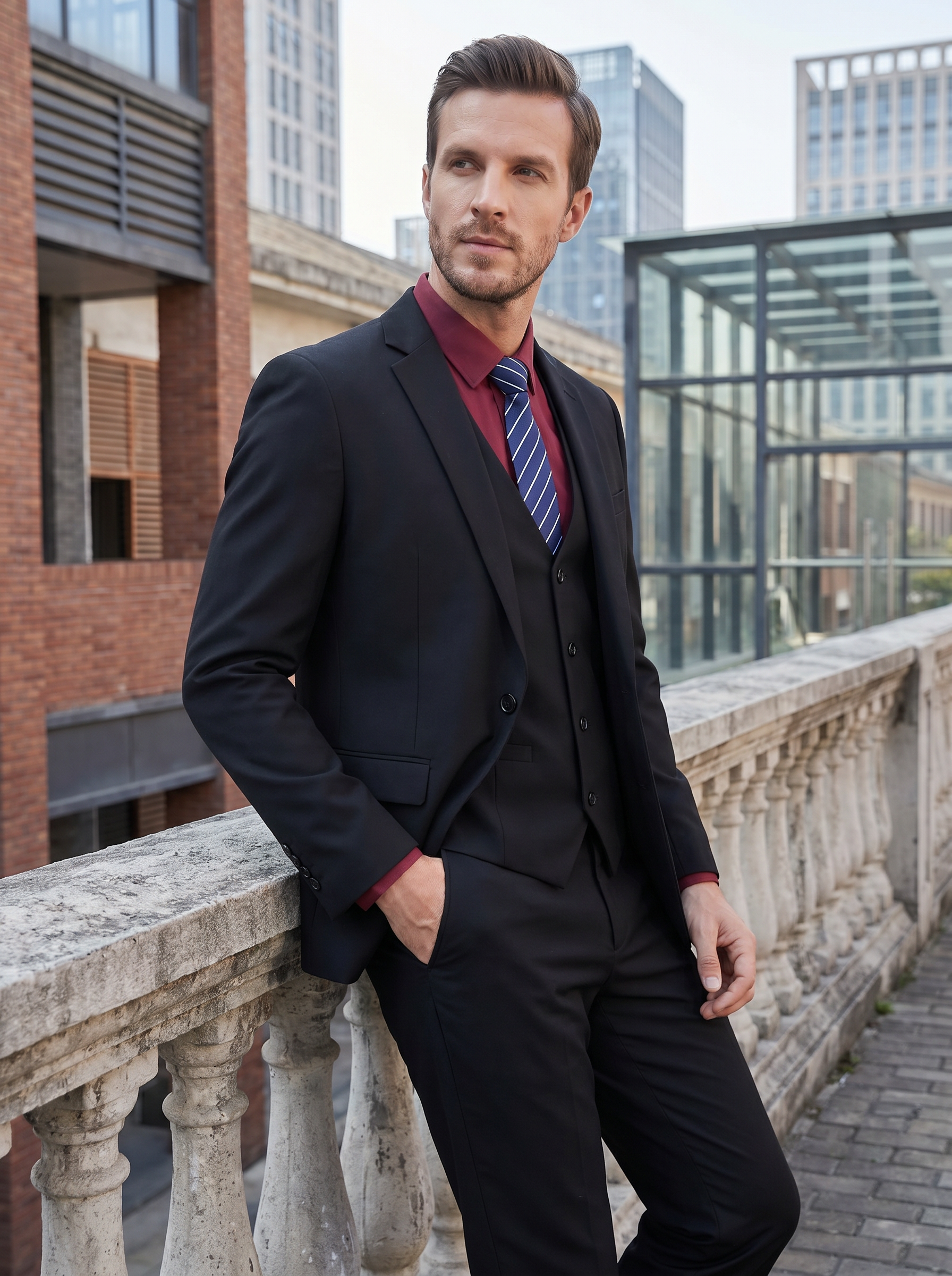 Pak Heren Slim Fit Formális Kétrészes Öltöny