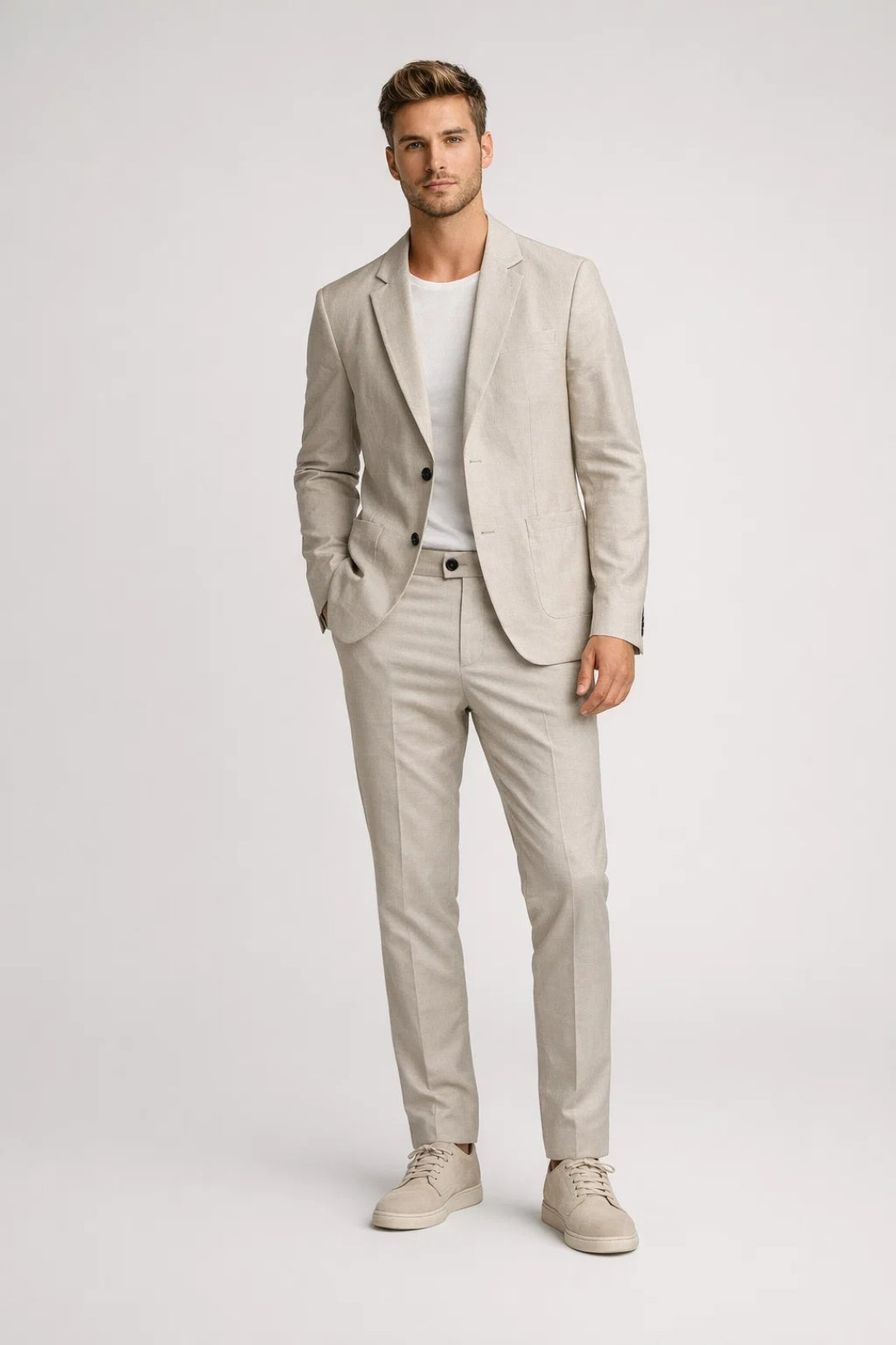 Pak Heren Slim Fit Tweedelig Blazer Broek Zakelijk