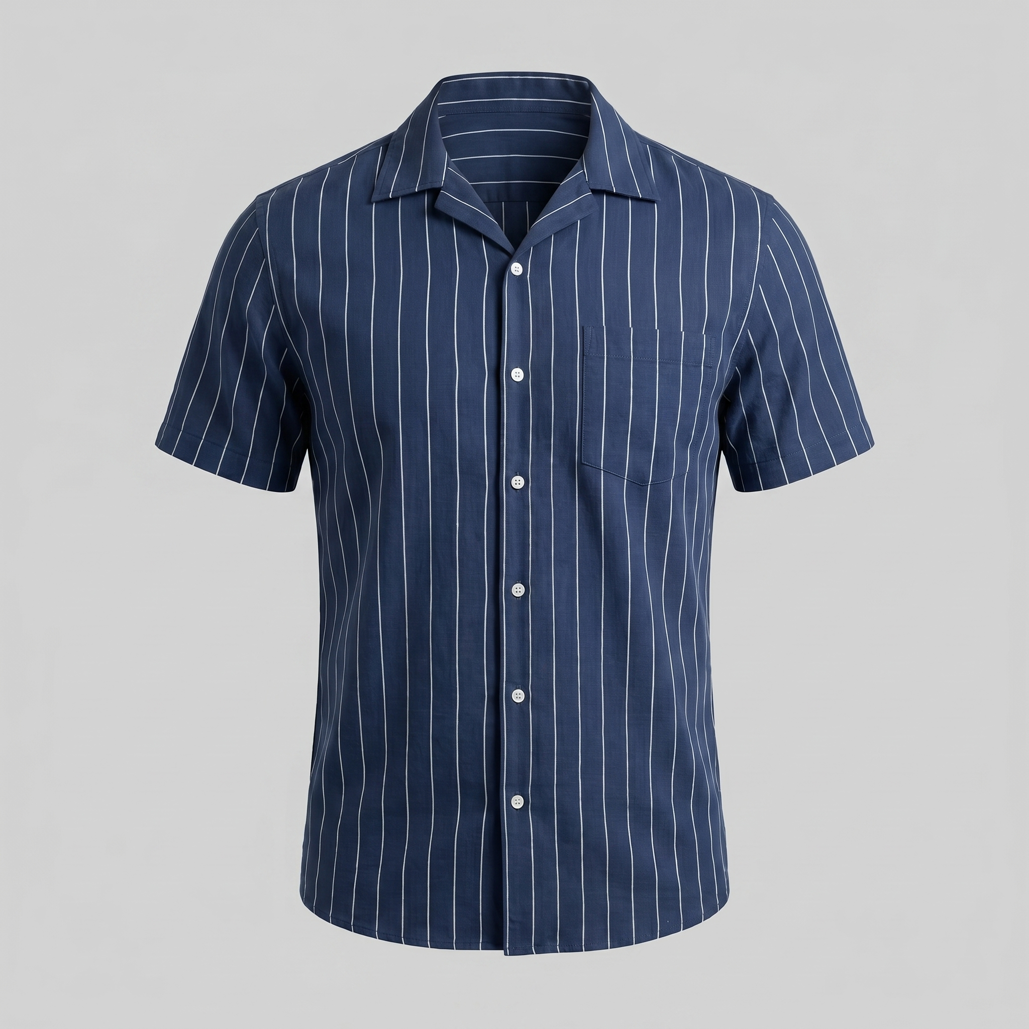 Camisa de campamento a rayas para hombre, manga corta, casual de verano