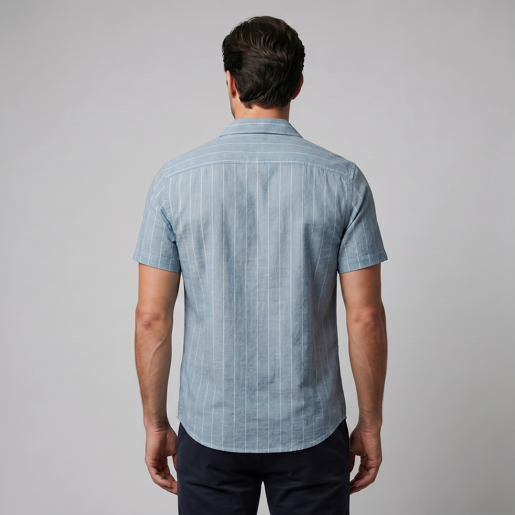 Camisa de campamento a rayas para hombre, manga corta, casual de verano