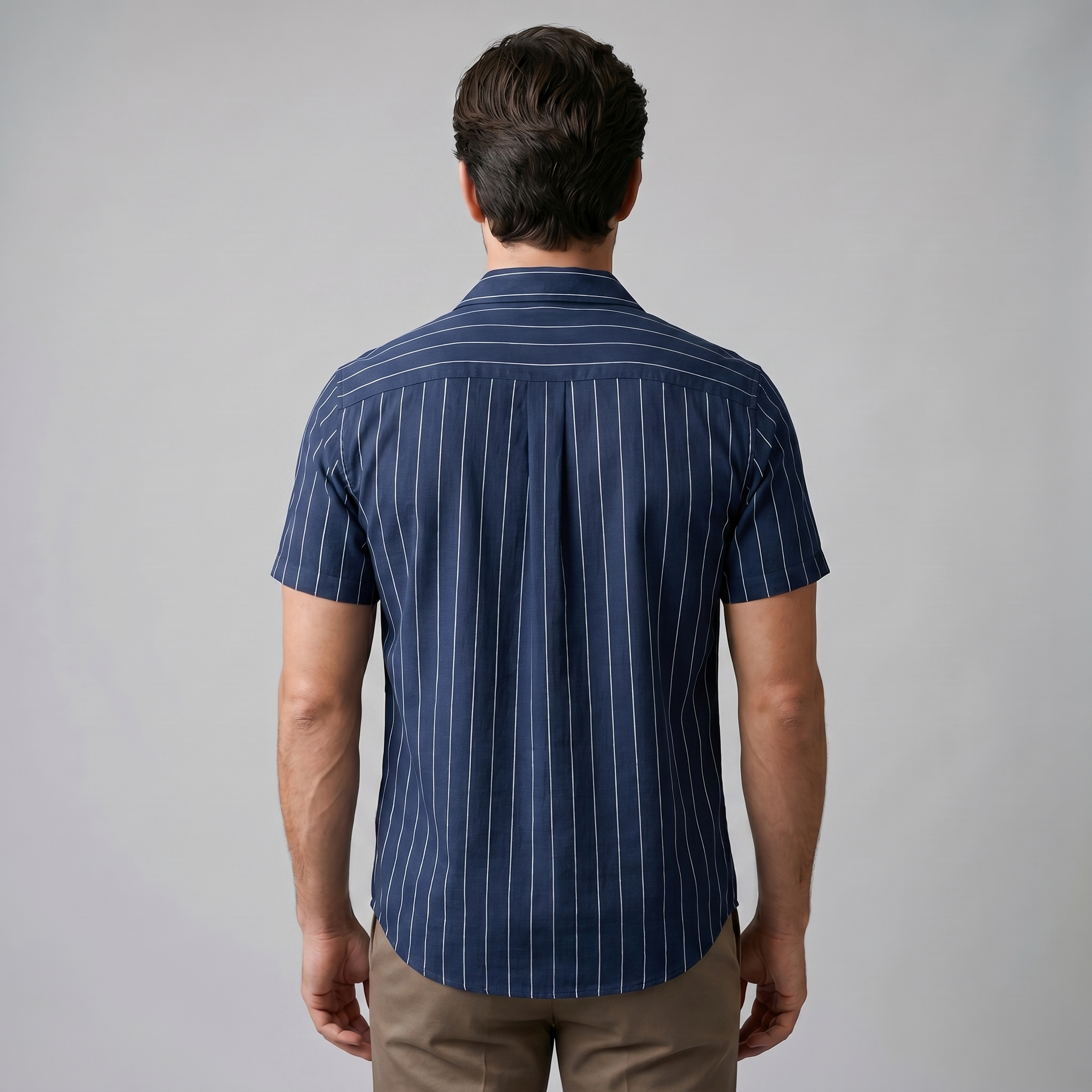 Camisa de campamento a rayas para hombre, manga corta, casual de verano