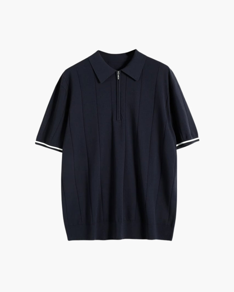 Polo til mænd med kontrastkant og lange ærmer, afslappet stil