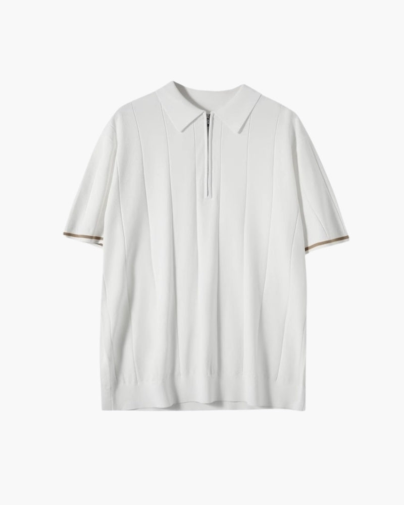 Polo til mænd med kontrastkant og lange ærmer, afslappet stil