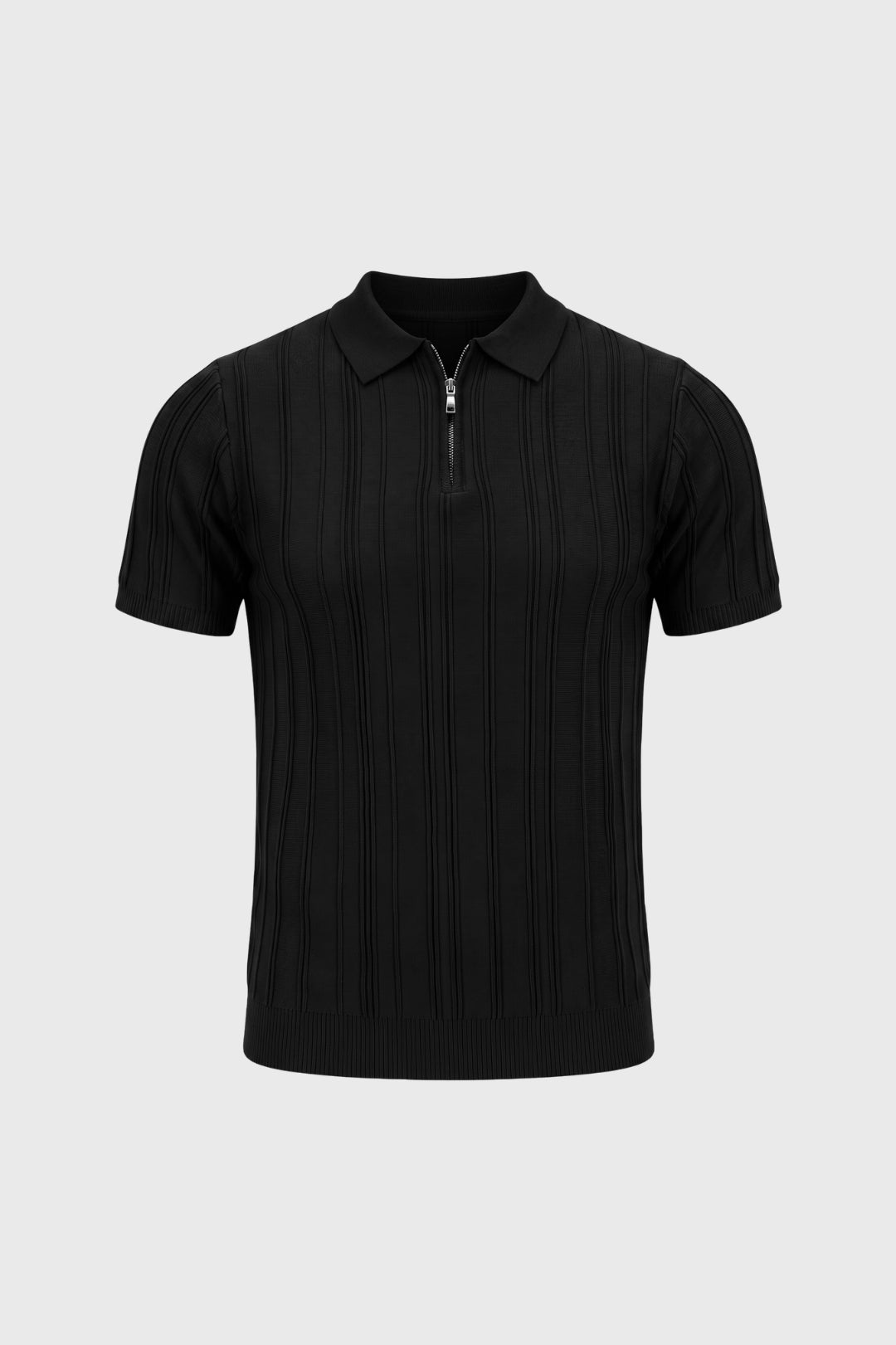 Pánské polo tričko Regular Fit s polovičním zipem a žebrovanou texturou
