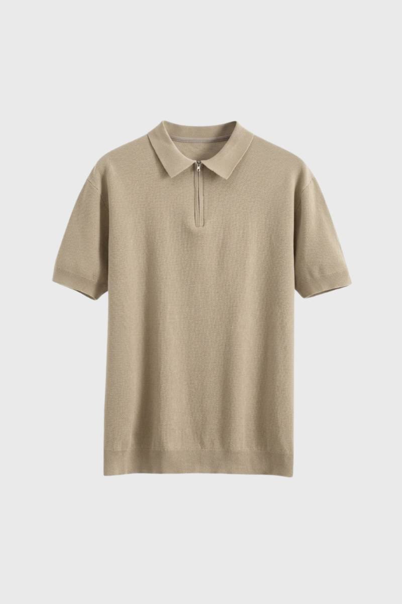 Polo Homem Fecho de Correr Gola Redonda Casual Formal