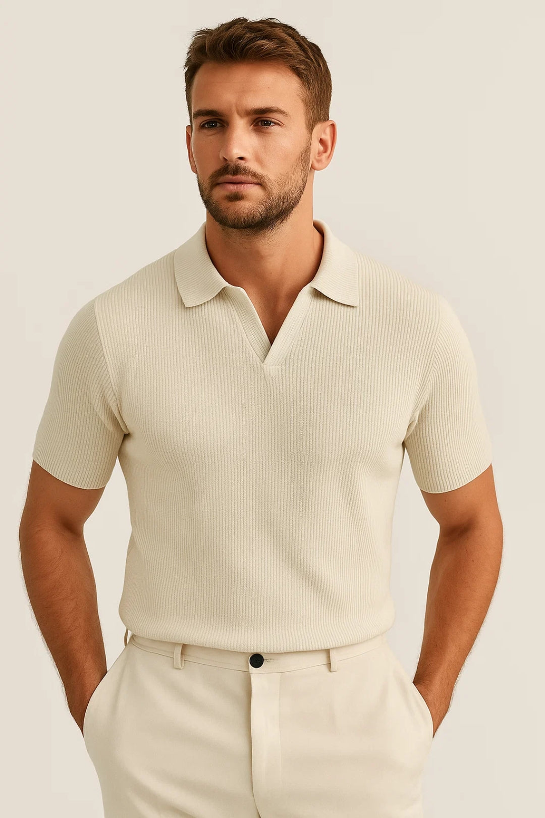 Polo Heren Slim Fit Korte Mouw Open Kraag Casual