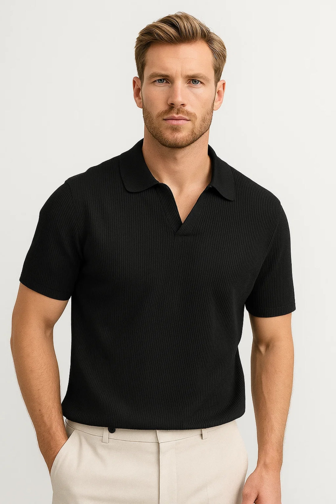 Polo Heren Slim Fit Korte Mouw Open Kraag Casual