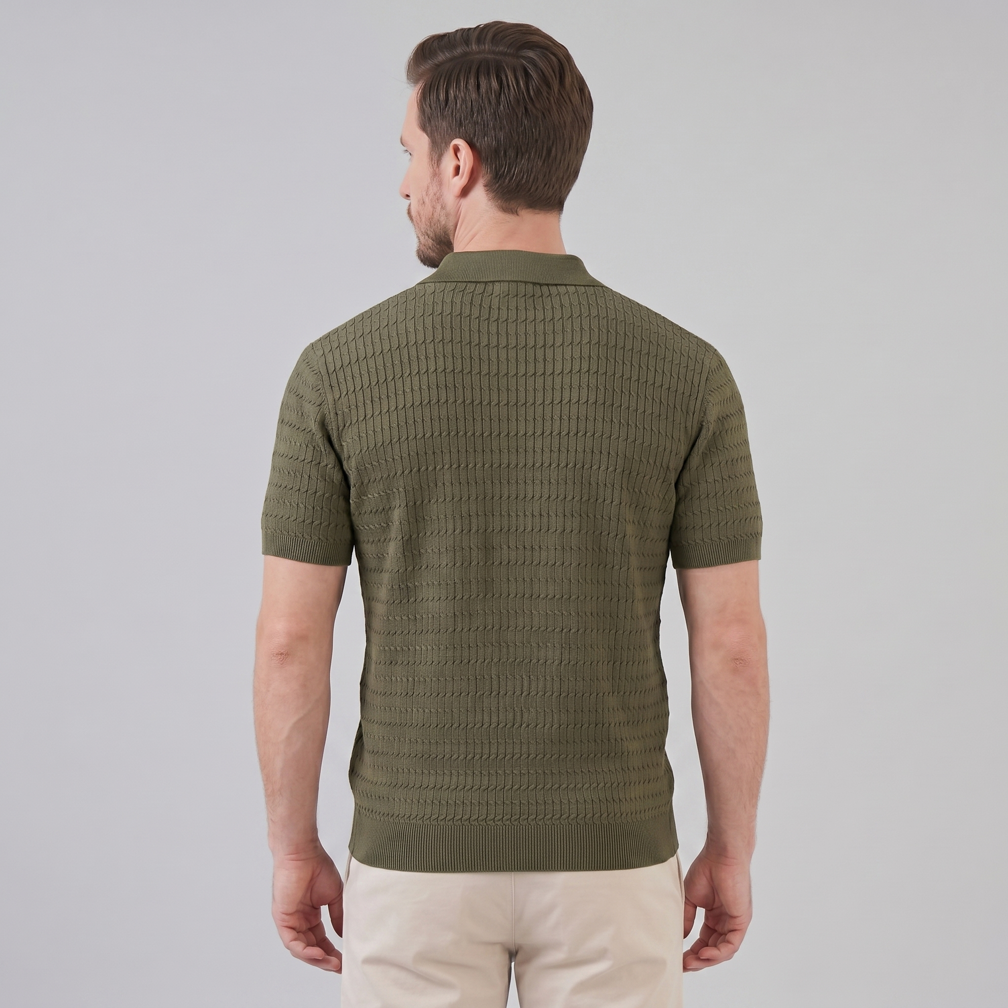 Polo férfiaknak, slim fit, hosszú ujjú, okos alkalmi viselet