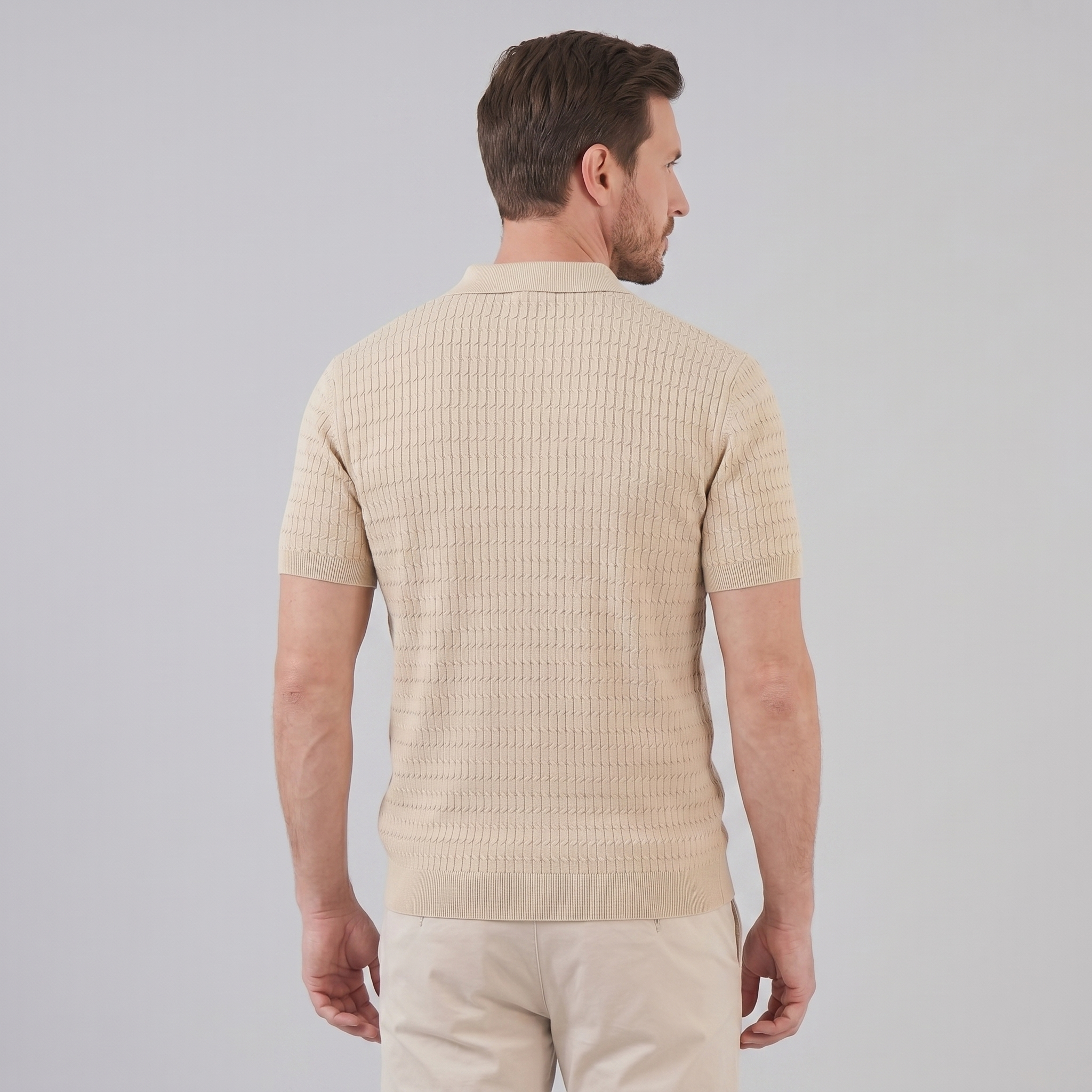 Polo férfiaknak, slim fit, hosszú ujjú, okos alkalmi viselet