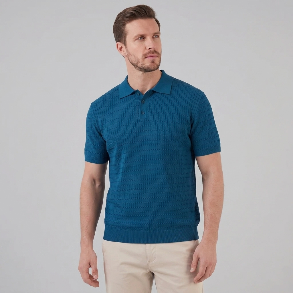 Polo férfiaknak, slim fit, hosszú ujjú, okos alkalmi viselet