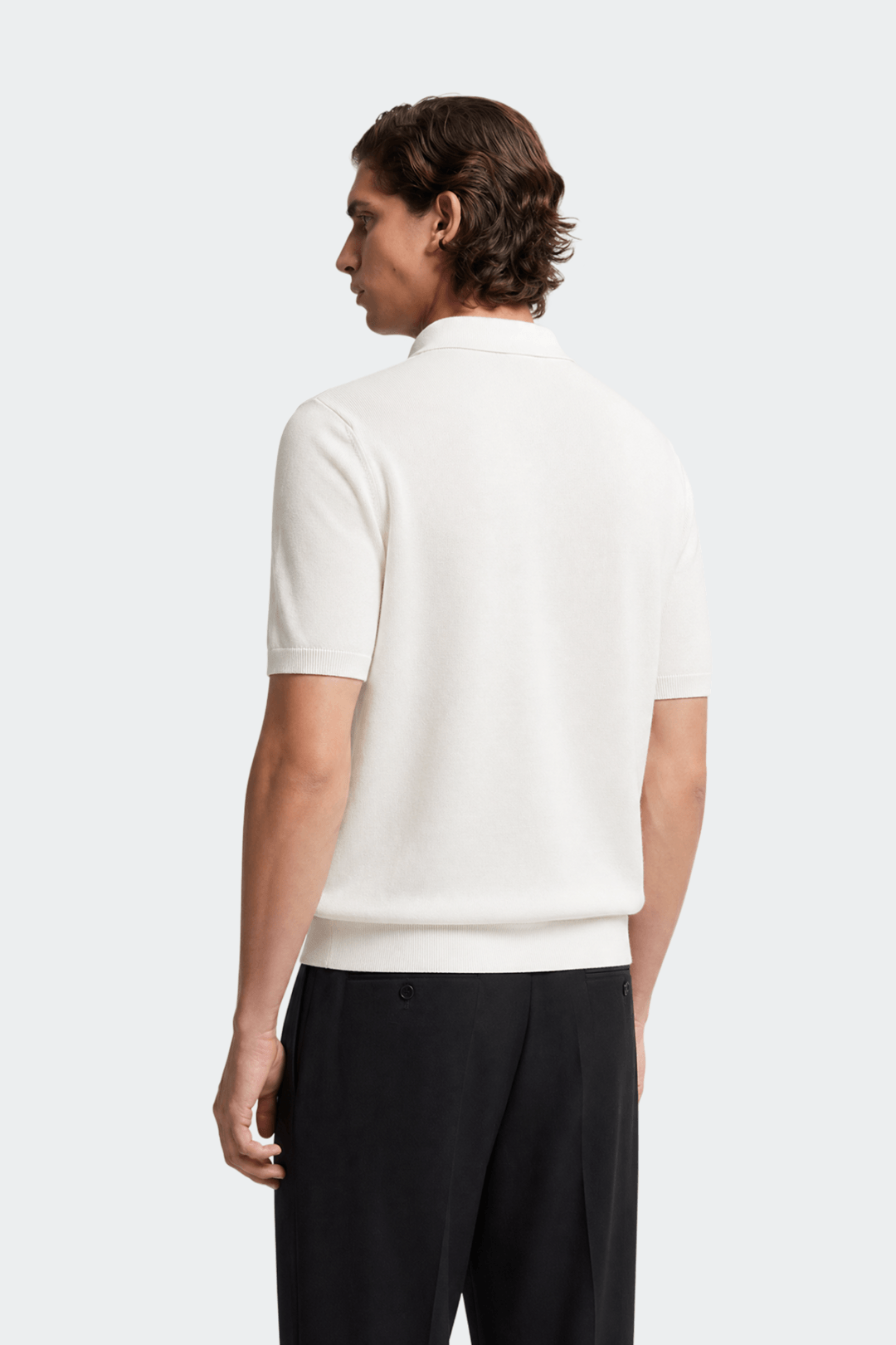 Poloshirt Herren Gerippter Kragen Drei Knöpfe