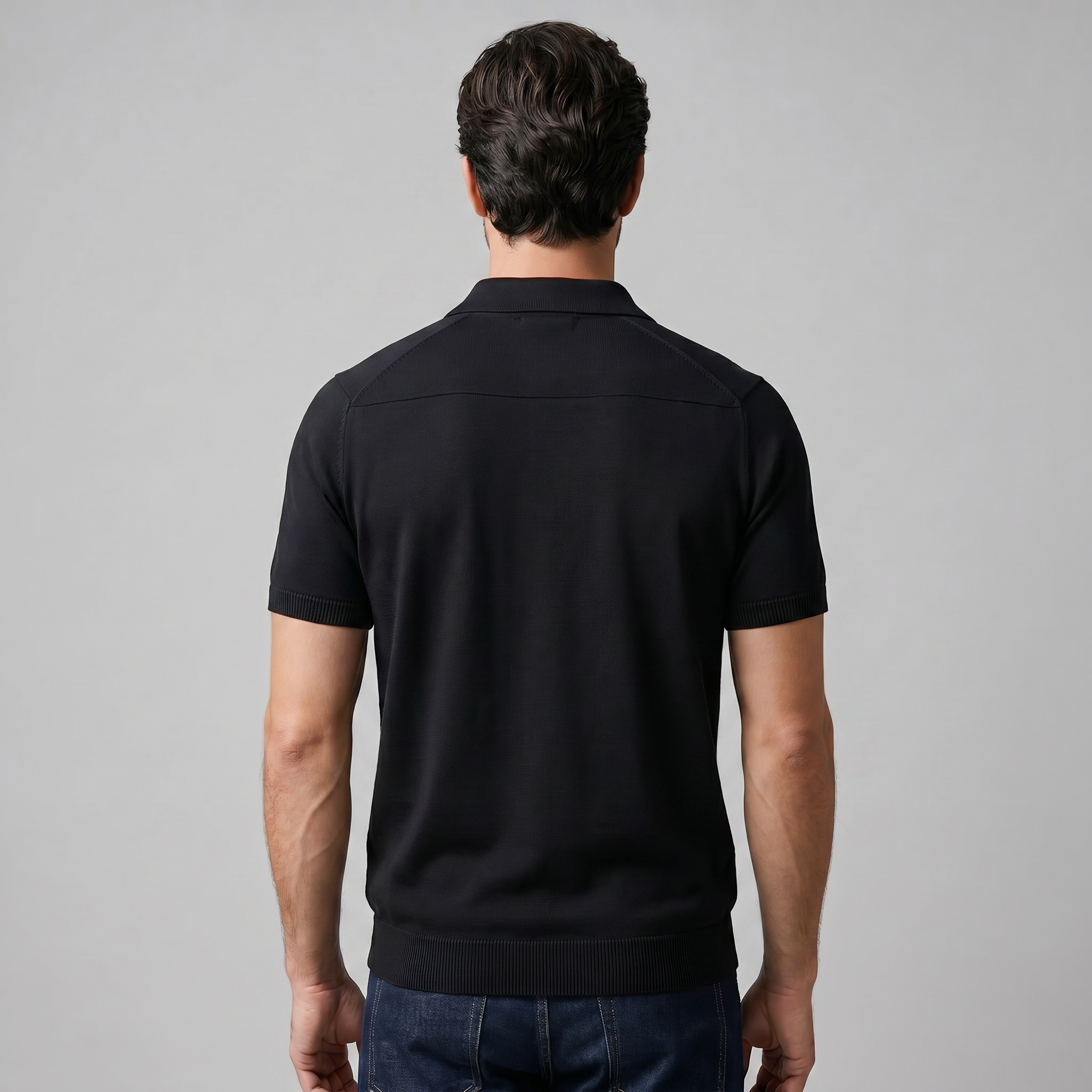 Polo Homem Malha Fina Gola Aberta Casual Verão